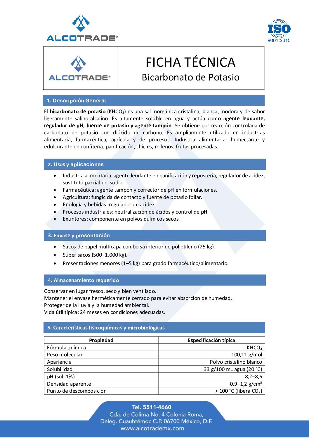TDS Bicarbonato de Potasio