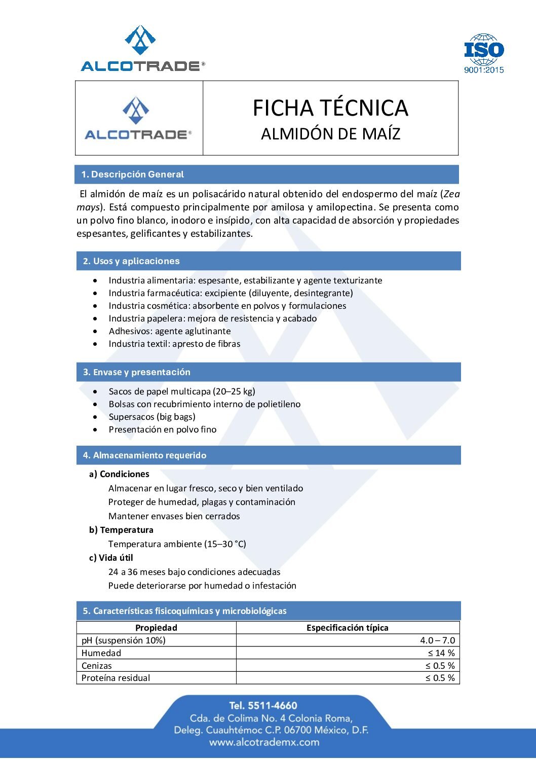 TDS almidón de maíz