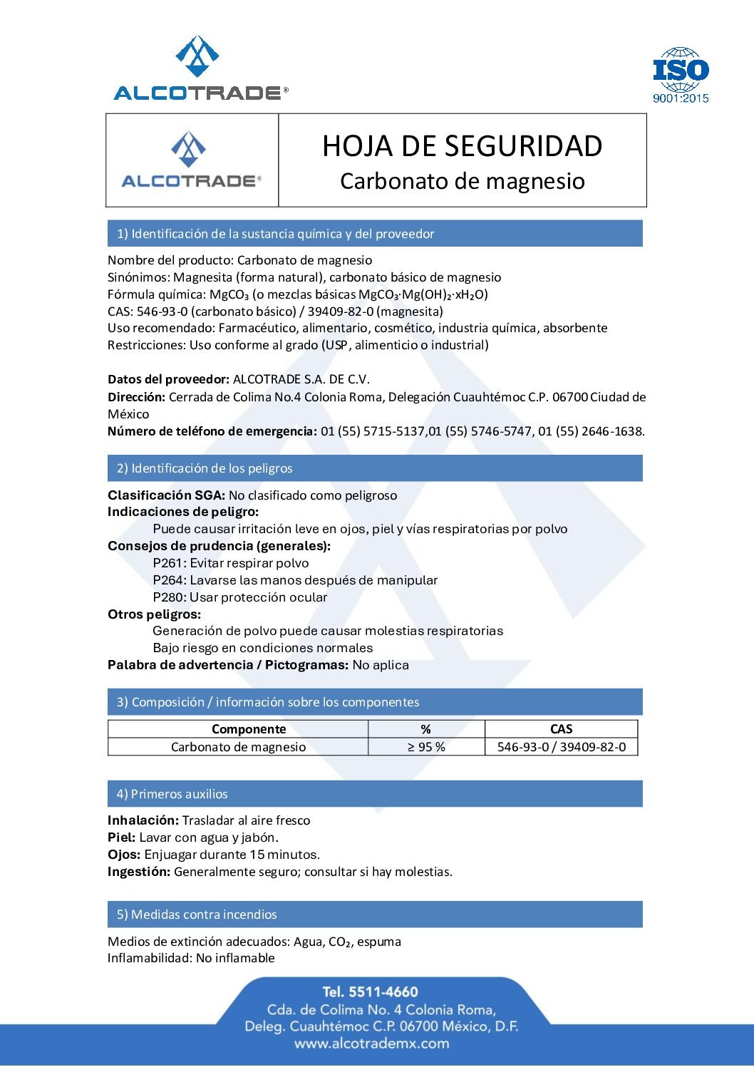 HDS Carbonato de magnesio