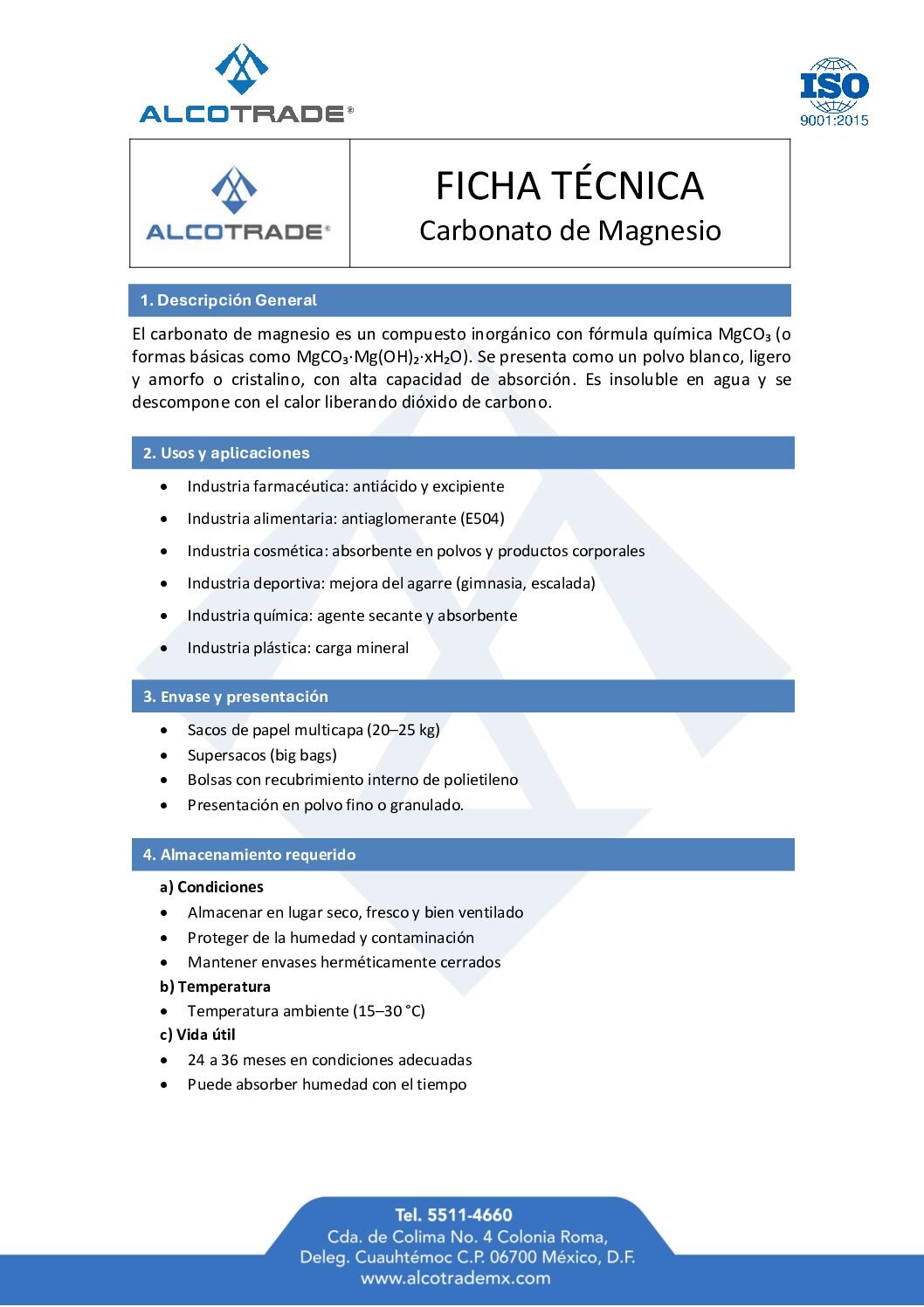 TDS carbonato de magnesio